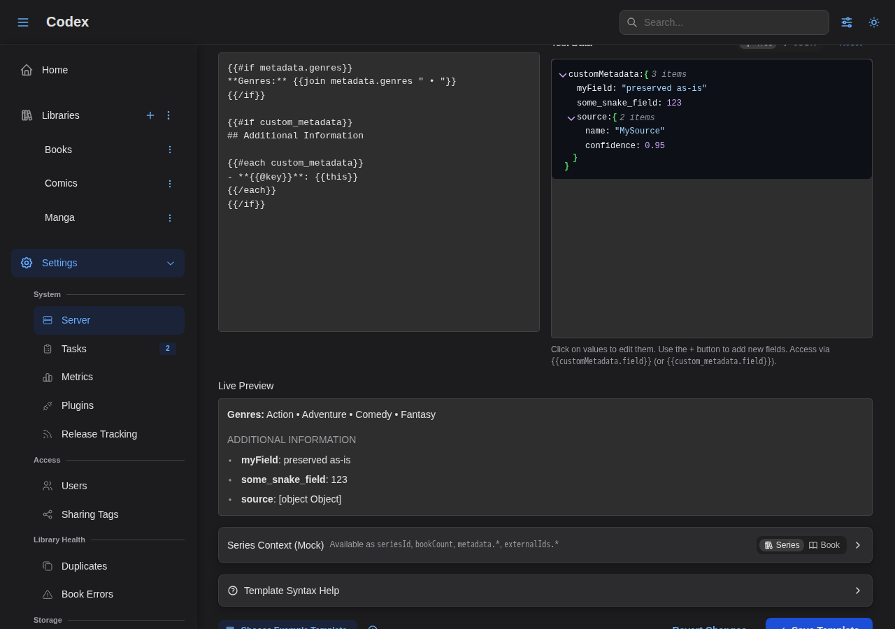 Custom Metadata on Series